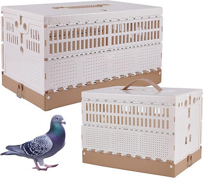 Plastic Foldable Pigeon Cage with Handle, Portable Bird Travel Carrier Cage Pigeon Cage Pairing Cage Pigeon Nest Box Easy to Clean for Training and Release Competition(S)(Two Doors)