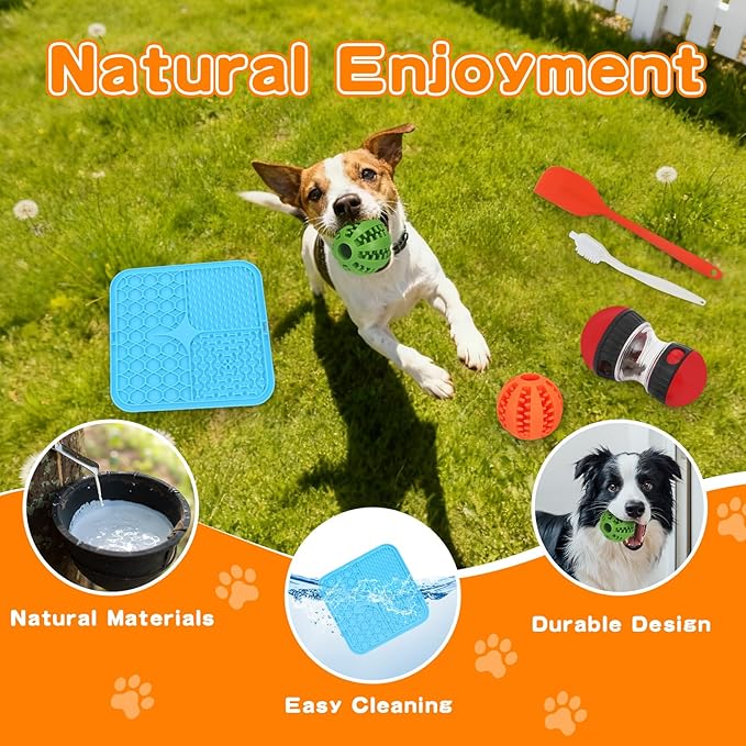 fyfracing 9-in-1 Interactive Dog Toys Set: Mental Stimulation Puzzle, Treat Dispenser Ball & Chew Toys，Lick Mat – Boredom Buster Combo to Keep Small, Medium Dogs Busy & Engaged