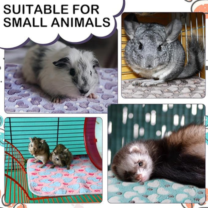 Reginary 4 Pcs Waterproof Guinea Pig Blankets Washable Small Animal Fleece Bedding Guinea Pig Cage Liners Reusable Training Pads Pet Pee Pad Sleep Mat for Hamster(Heart Pattern,12 x 12 Inch)