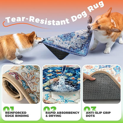 Hompet 2 Pack Super Absorbent Dog Door Mat for Muddy Paws, Washable Pee Pads for Dogs, Reusable Puppy Training Pads, Quick Dry Non-Slip Pet Entryway Rug, Leak-Proof Potty Pad for Indoor Floors 54x54