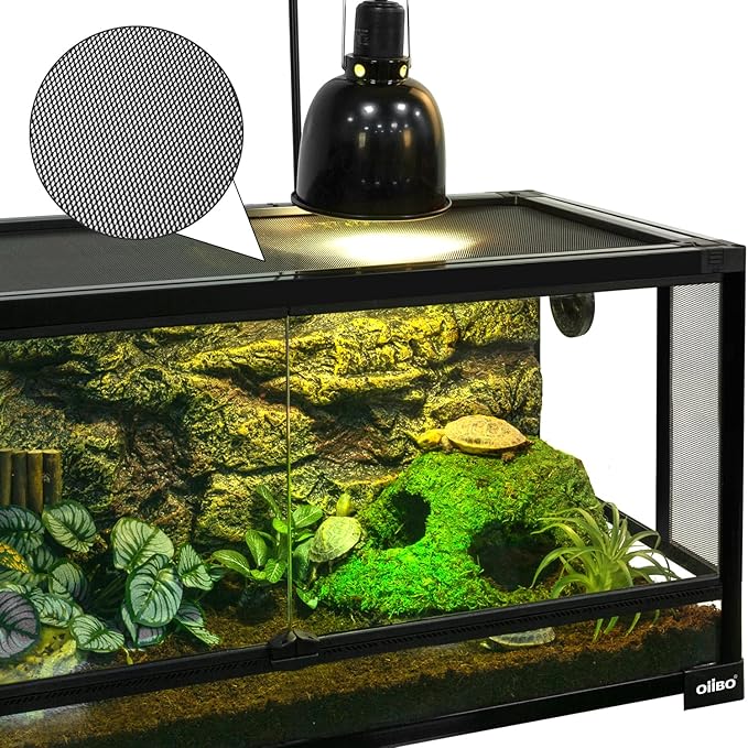 OIIBO Glass Reptile Terrarium, 32"x16"x16" Bearded Dragon Tank with One-Hand Opening Front Doors, Top and Front Ventilation, Reptile Lounge Habitat for Bearded Dragon Ball Python Snake Gecko