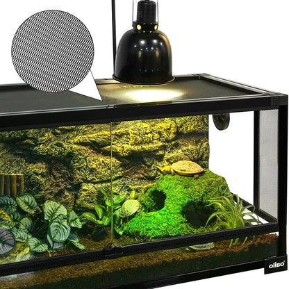OIIBO Glass Reptile Terrarium, 32"x16"x16" Bearded Dragon Tank with One-Hand Opening Front Doors, Top and Front Ventilation, Reptile Lounge Habitat for Bearded Dragon Ball Python Snake Gecko