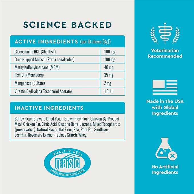 VetIQ Cat Hip & Joint Supplement, Chicken Flavored Cat Supplement with Glucosamine and Green Lipped Mussel for Mobility and Arthritis Support, 3.7oz