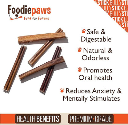 FOODIEPAWS Bully Stick Bites for Dogs, 1 lb Bulk Pack (2-3 Inch) | Training Treats | All Natural, Grass-Fed Beef Pizzle | Grain-Free, Rawhide-Free & Fully Digestible | High Protein Dental Chews