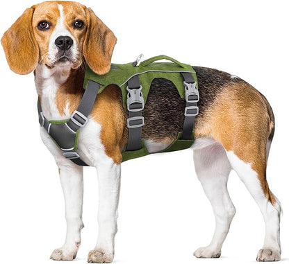 Escape Proof Dog Harness Small Sized Dog, Reflective No Pull Dog Vest with Handle, Lightweight Full Body Pet Harness Adjustable for Walking,Training(Green,Chest:16-27")