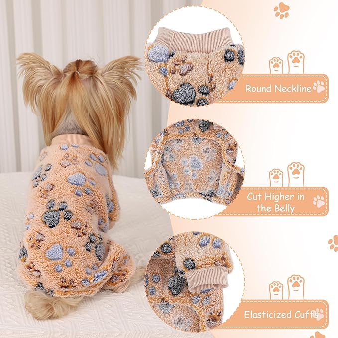 Dog Sweaters for Small Dogs Winter Pet Clothes Puppy Clothes Boy Girl Fleece Small Dog Pajamas Jumpsuits Doggie Outfits for Chihuahua Yorkie Cat Apparel