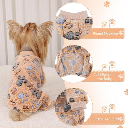 Dog Sweaters for Small Dogs Winter Pet Clothes Puppy Clothes Boy Girl Fleece Small Dog Pajamas Jumpsuits Doggie Outfits for Chihuahua Yorkie Cat Apparel