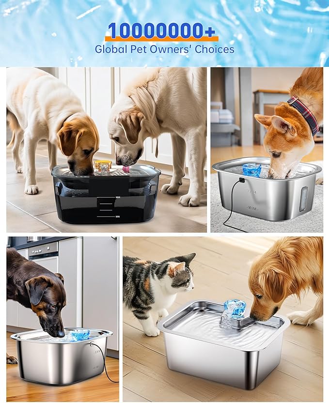 Dog Water Fountain Filters Replacement 4 Packs, 2 Months Set of Replacement Filter with 2 Sponges for PETNF Large Pet Dog Water Fountain Bowl Dispenser, Compatible with D2223/D2341/D2322/D2419 Models