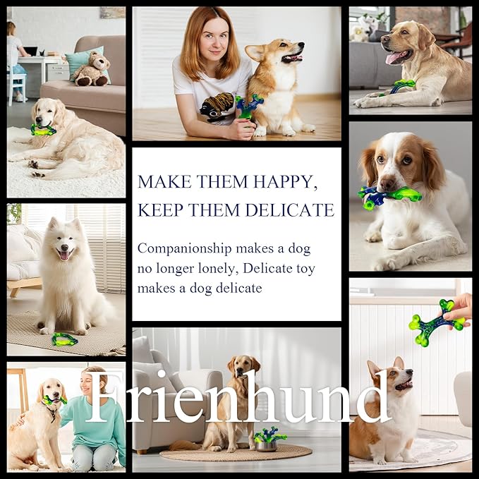 Frienhund 3-Pack Indestructible Nylon Dog Chew Toys for Aggressive Chewers - Long-Lasting Durable Bone-Shaped Toys, Large Breed Dogs, Tough Puppy Teeth Enrichment