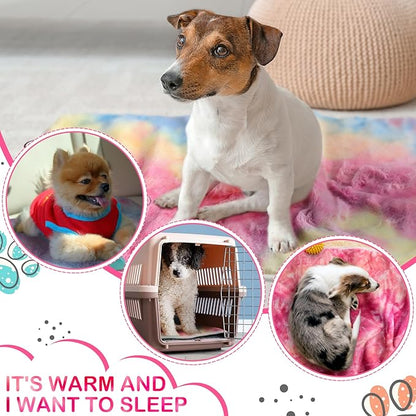Reginary 4 Pcs Waterproof Guinea Pig Blankets Washable Small Animal Fleece Bedding Guinea Pig Cage Liners Reusable Training Pads Pet Pee Pad Sleep Mat for Hamster(Tie Dye Pattern,24 x 16 Inch)
