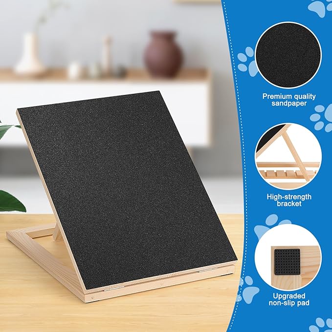 Dog Nail Scratch Pad with Sandpaper Filing Replacement Sandpapers Included and Non-Slip Pad, Scratch Board Trimming Tool Alternative to Dog Nail Clippers and Grinders (Without Treat Box)