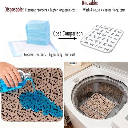 Puppy Pad with Pheromones, Puppy Pad Pee Pads, 100% Waterproof Reusable Washable Pee Pads for Dog & Cat, Absorbent/Leak-Proof/Anti-Slip Pet Training Pads (Coffee Brown, M:27.6×31.5"（Pack of 2）)