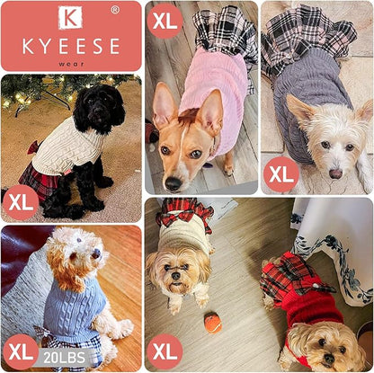 KYEESE Dog Sweater Warm Pullover Pet Coats Comfy Dogs Clothes with Bowtie Thick Dog Sweaters for Small Dogs Male Soft Turtleneck Cat Sweaters Stretchy Knitwear Pet Sweater Dress, Black, X-Large