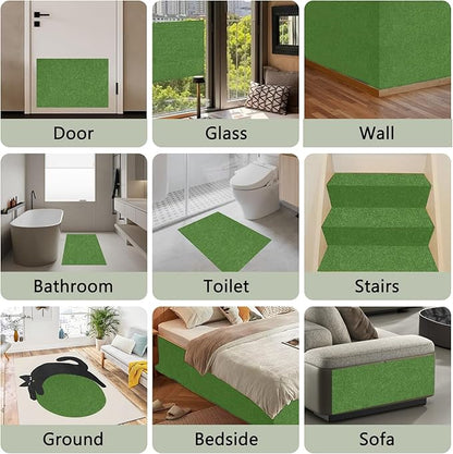 2Pack Total 78.7"x15.8" Cat Scratch Mat for Cat Couch Furniture and Wall Protector | Trimmable Self-Adhesive Carpet Climb Cat Scratcher for Covering Cat Tower and Replacement Pads (Green)