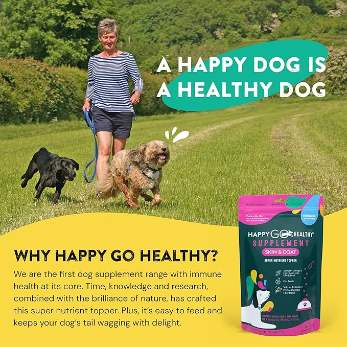 Skin & Coat Supplements for Dogs | Dog Itching Skin Relief & Promotes Shiny Skin Coat for Dogs | Rich in Omega 3 All-Natural Ingredients Tasty Kibble Dog Food Topper | 60 Count Pack