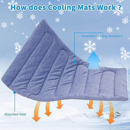 Cooling Mat for Large Dogs - Double-Sided Waterproof & Cool, Q-MAX>0.47, Portable Dog Cooling Mat for Summer. (XL (44''x32'')