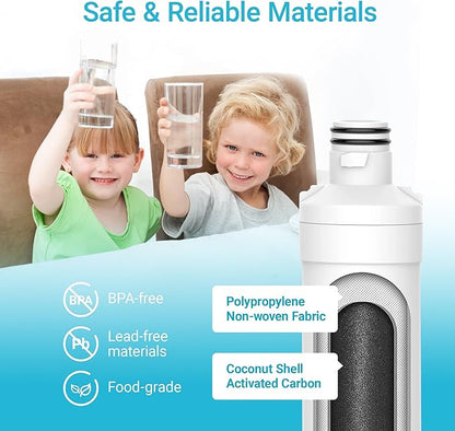 AQUA CREST LT1000PC ADQ747935 Refrigerator Water Filter and Air Filter, Replacement for LG® LT1000P®/PC/PCS, LMXS28626S, LFXS26973S, MDJ64844601, ADQ74793501, ADQ74793502 and LT120F®, 4 Combo