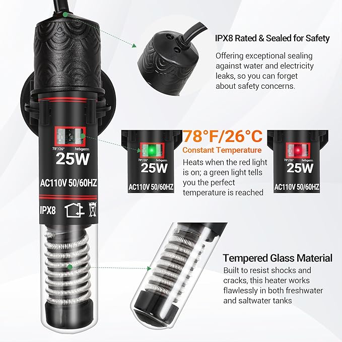 3.5 Gallon Self Cleaning Fish Tank, Aquarium Starter Kit for Betta, Shrimp & Small Fish, Betta Fish Tank with Heater, Thermometer, LED Light, Hidden Multi-stage Filtration System and Water Changer Kit