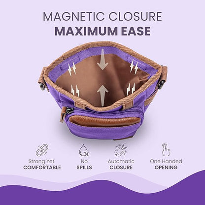 BEAU&FUR Large Dog Treat Pouch with Clicker for Training – 4 Cup Capacity, Built-In Poop Bag Dispenser, Expandable Pocket, Metal Buckle, Large Back Pocket, Ideal Design for Walks and Training – Purple