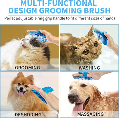 Professional 7 in 1 Dog Paw Cleaner for Dogs & Cats - Includes 1 Portable Paw Washer, 1 Bath Brush, 2 Dog Toothbrushes and 3 Absorbent Towels Note: Fits Paws 2.5 to 3.5 Inches Wide (Large, Blue)