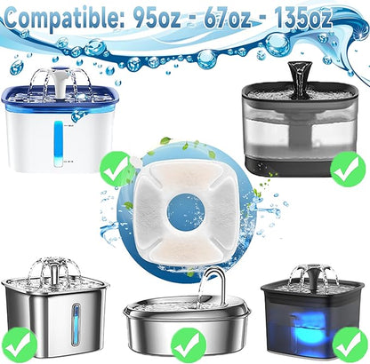 34 Pcs Cat Fountain Filters Replacement Compatible with VEKEN 95oz/2.8L Cat Water Fountain Filters Automatic Dog Water Fountain Filters Pet Fountain