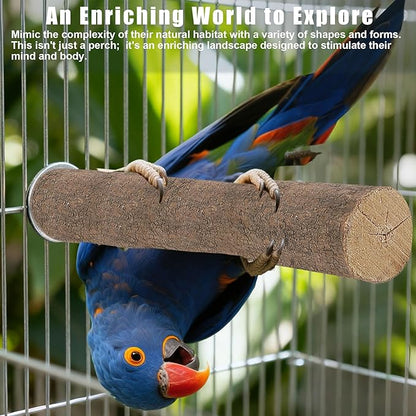 6 PCS Bird Perch Set, Natural Birch Wood Straight & Forked Perches with Platforms for Parakeets, Cockatiels, Conures, Lovebirds - Cage Accessories for Climbing & Exercise