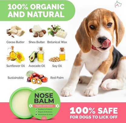 Dog Nose Balm - 100% Organic & Natural Nose Moisturizer and Healing Cream Butter - Dog Dry Nose Treatment and Moisturizer - Heals, Repairs & Protects Chapped, Damaged & Rough Noses