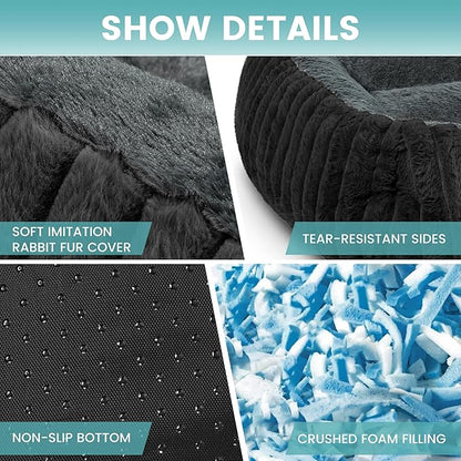 Dog Beds for Extra Large Dogs 39x32 Inch, Comfort-Sided Orthopedic XL Dog Bed Couch with Breathable Shredded Memory Foam, Faux Rabbit Fur Pet Bed, Non-Detachable, Non-Slip, Machine Washable