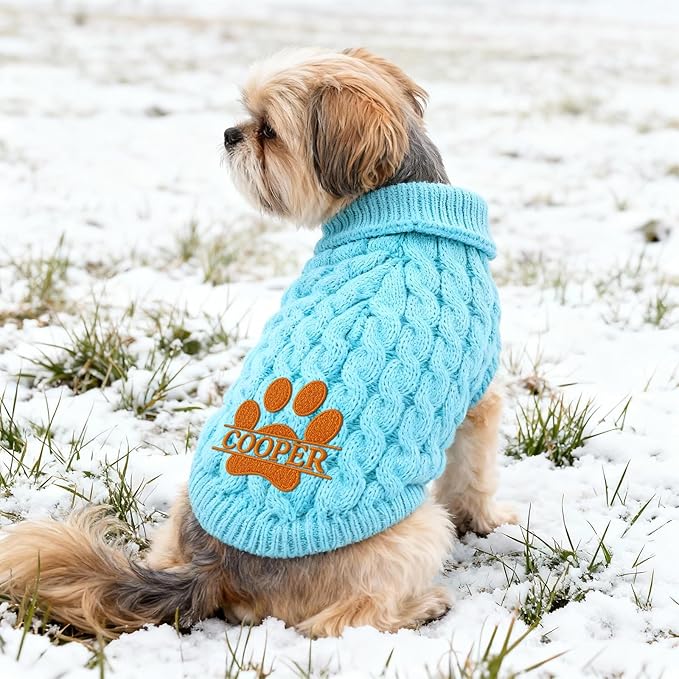 Personalized Dog Cat Sweater for Winter, Custom Embroidered Name Christmas Pet Sweater Gifts for Puppy Small Medium Dog, Winter Clothes Pullover for Dogs Cats Knit Sweaters