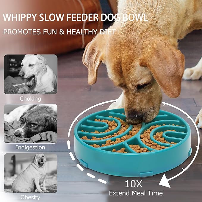 Whippy Slow Feeder Dog Maze Bowl - Anti-Choking, Anti-Slip Interactive Puzzle Feeder for Large Dogs, Green