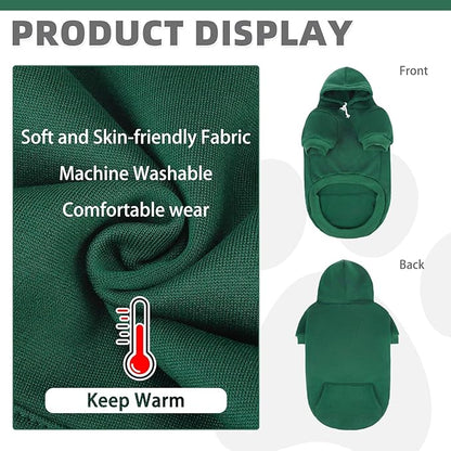 KOOLTAIL Basic Dog Hoodie - Soft & Warm Pet Hoodie Sweater with Leash Hole and Pocket, Dog Winter Coat, Cold Weather Clothes Sweatshirt for Small Medium Large Dogs Puppy Cat Boys Girls Deep Green M