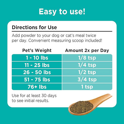 Solid Gold Cat & Dog Multivitamin Powder - Kelp Powder, Omega 3 & Vitamins for Dental, Digestive, Immune, Skin & Coat Health - Multi Vitamin for Dogs & Cats - Cat & Dog Food Additive Supplement - 1lb