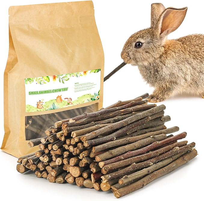 matafat 600g/1.3lb Apple Sticks Chew Toys for Guinea Pigs Rabbit Teeth Grinding Treats Toys for Bunny Chinchillas Hamster Gerbil Parrot Small Animal Pet Supplies