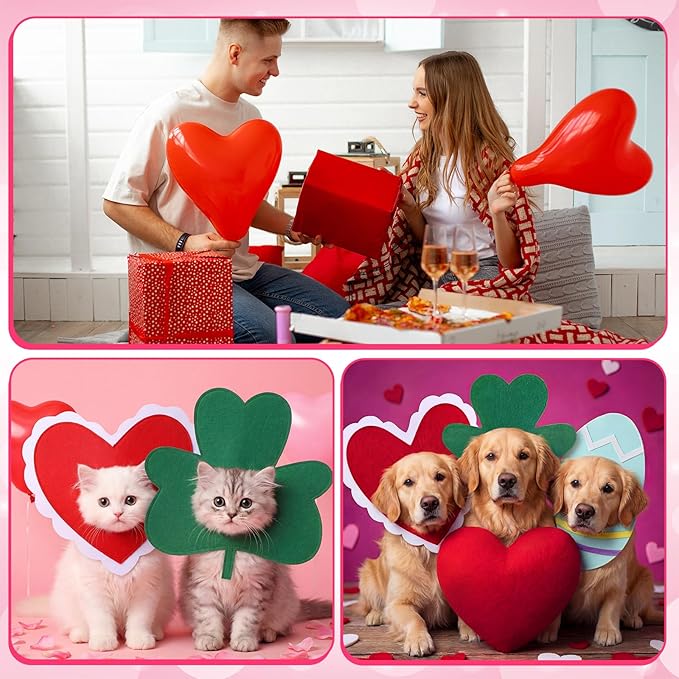 Valentine's Day St Patrick's Day Easter Dog Hat Set for Dogs Holiday Party Felt Headgear Accessories Costume Pets Party Collection Outfit Decorations(Large)