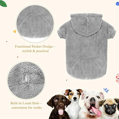 5XL Dog Sweaters for Large Dogs,Extra-Large Dog Hoodie,Warm Fuzzy Fleece Sweatshirt with Hood & Pocket,Leash Hole,Cozy Cold Weather Pet Clothes Sweater Hoodie for Large Dogs(Grey,5XL)