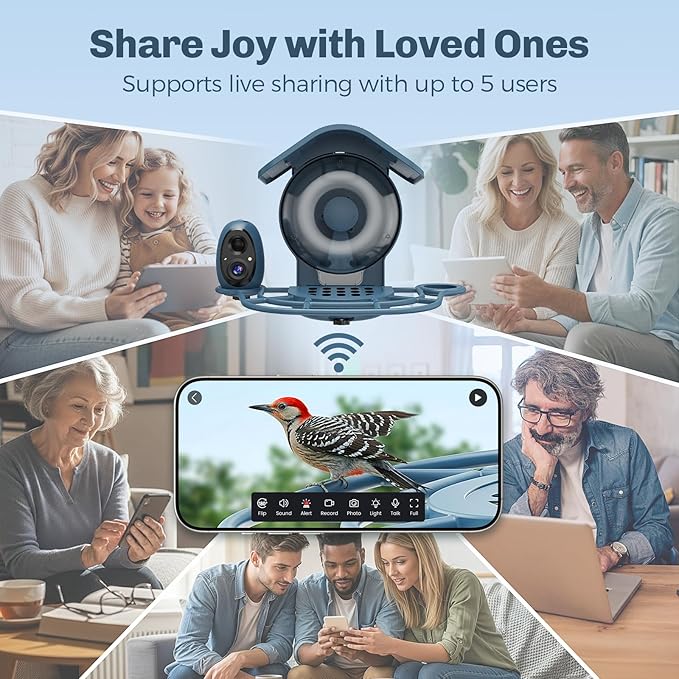 HIXX Smart Bird Feeder with Camera Solar Powered, 2.5K HD Vertical/Horizontal View, Lifetime Free AI Bird Identify, Detachable 1.8L Seed Bin for Easy Cleaning, Wireless Outdoor, Gift for Birding Lover