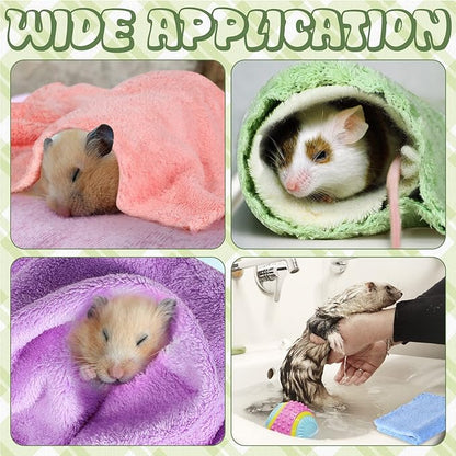Newwiee 24 Pcs Guinea Pig Fleece Bedding Blankets Bulk Washable Small Animal Fleece Cage Liners Pet Wash Cloth Sleeping Mat Cover for Hamster Chinchilla Rabbit Hedgehog(11.8 x 11.8 Inch,Multicolor)