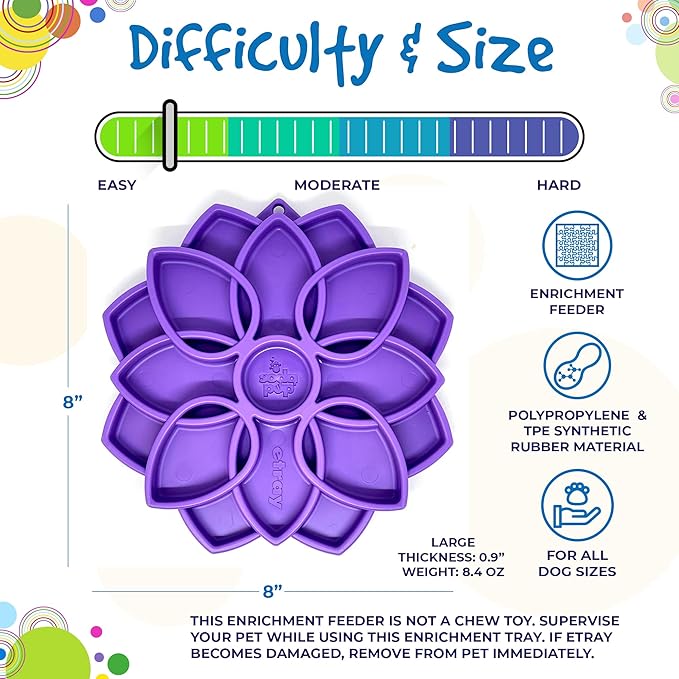 SodaPup Mandala eTray – Durable Slow Feeder Tray Made in USA from Non-Toxic, Pet-Safe, Food Safe Material for Mental Stimulation, Calming, Avoiding Overfeeding, Slow Eating, Healthy Digestion & More