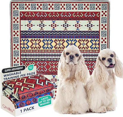 Qeils Washable Pee Pads for Dogs, Reusable Puppy Pads Super Absorbent Leakproof Dog Training Pads, Non-Slip Wee Wee Pads for Crate, Floor, Potty Pads Feeding Mat Dog Pee Extra Large Pee Pads 72"x72"