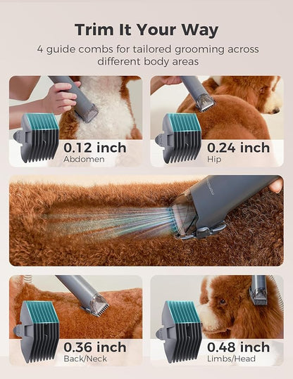 Dog Grooming Kit, FurEase Dog Grooming Vacuum with Dog Clippers for Grooming, 13000Pa Powerful Dog Vacuum for Shedding Grooming with 5 Pet Grooming Tools