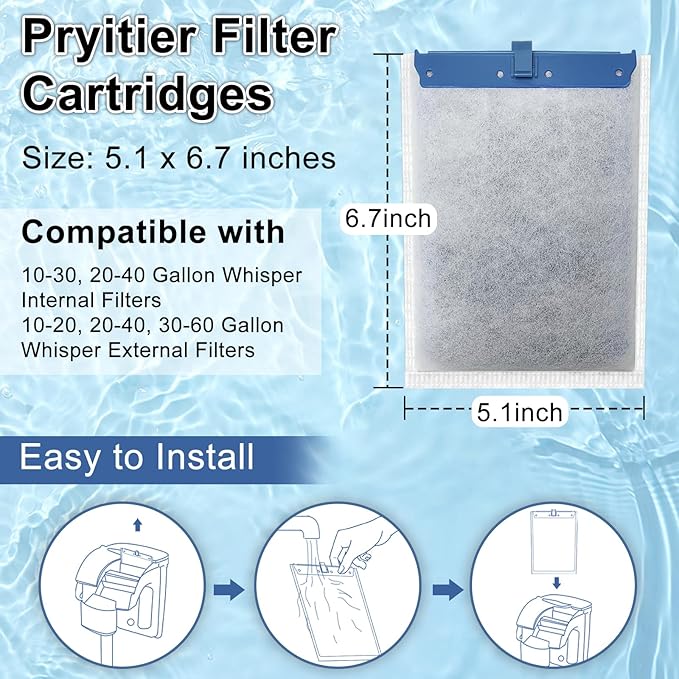 16 Pack Filter Cartridge Compatible with Whisper Filters 20i,40i/IQ20,30,45,60/PF20,30,40,60 and ReptoFilter, Large Aquarium Replacement Filter Cartridges for Fish Tank