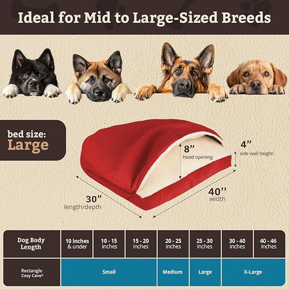 Snoozer Pet Products Rectangle Cozy Cave Dog Bed, Large, Red