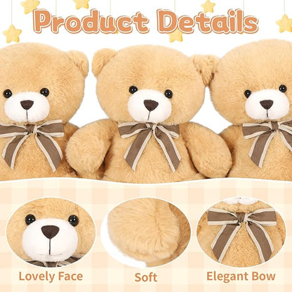 Tezituor Teddy Bears Stuffed Animal 7 Packs in Bulk, Small Teddy Bear Bulk 12" for Baby Shower Decorations, Stuffed Bear Plush Toy for Wedding Birthday Christmas Party Decorations