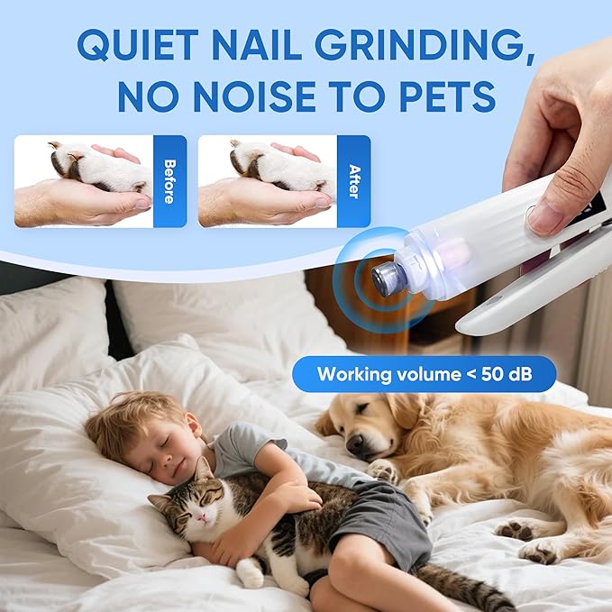 PETCHO 2-in-1 Dog Nail Clipper, Dog Electric Nail Grinder for Large Medium Small Dogs, 2 LED Lights Cats Nail Trimmer with Battery Display