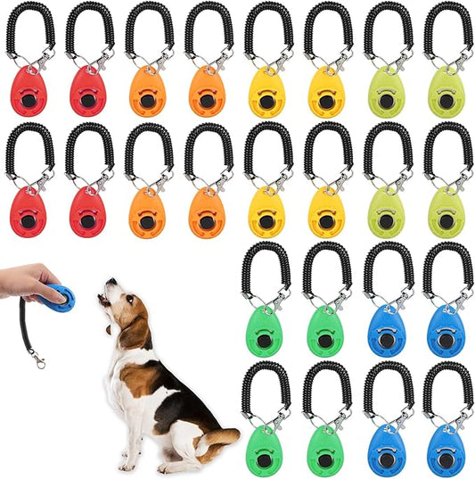 24 Pcs Dog Training Clicker Pet Training Click with Wrist Strap Cat Click Bird Clicker Puppy Train Supplies for Dogs Cats Horses Birds Behavioral Train Accessories