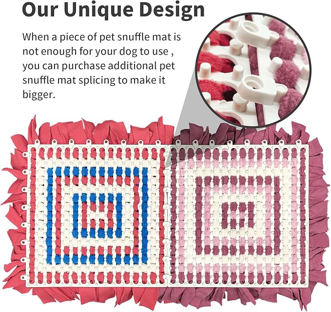 LIVEKEY Pet Snuffle Mat for Dogs, Dog Feeding Mat, Nosework Training Mats for Foraging Instinct Interactive Puzzle Toys (Red&Pink&White)