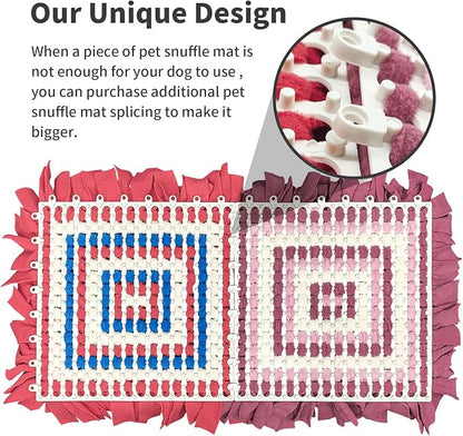 LIVEKEY Pet Snuffle Mat for Dogs, Dog Feeding Mat, Nosework Training Mats for Foraging Instinct Interactive Puzzle Toys (Red&Pink&White)