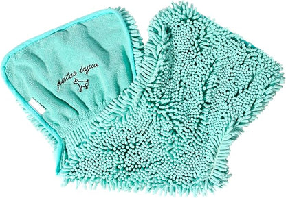 Patas Lague 2 Pack Absorbent Dog Towel for Drying Dogs Large, 35''x15'' Extra Large Microfiber Quick Drying Pet Bath Towel with Hand Pockets, Machine Washable Pet Shammy Lilac Aqua