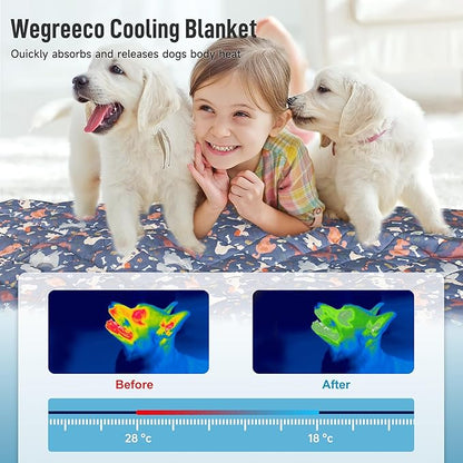 wegreeco Pet Dog Cooling Mat for Cats, Lightweight Bed Outdoor Cooling Blanket for Dogs and Cats, Small Medium Large Puppy Cool Pad for Dogs, Cute XLarge