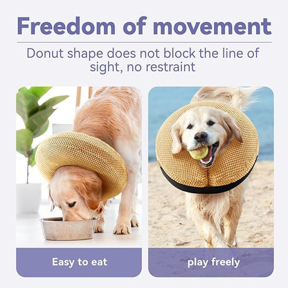 Inflatable Dog Cone Collar - Dog Neck Donut Cone Collar Alternative After Surgery - Soft Cone for Large Medium Small Dogs Cats - Alternative Recovery E Collar (Yello, S)